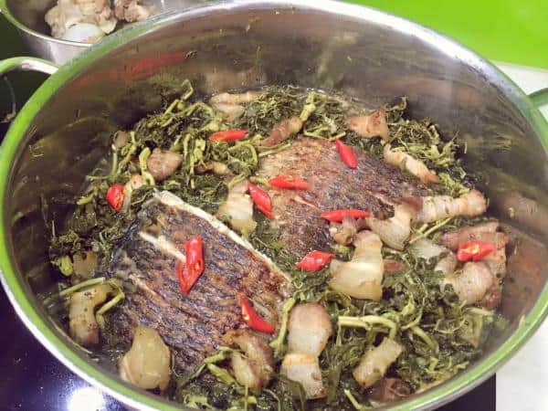 canh cá nau rau san